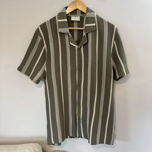 Larsson & Co. Collared Button Up Shirt, Sage Green/Cream